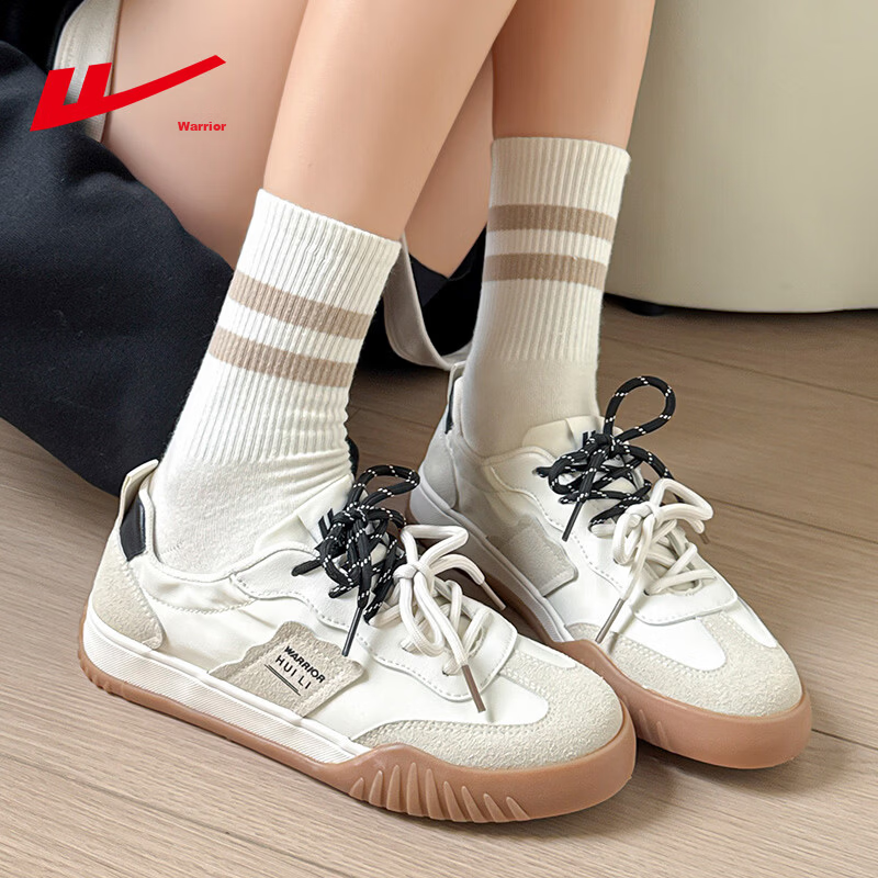 Warrior Training Shoes for Women Spring Casual White Sneakers Versatile Student Sports Canvas Shoes 371 Gray Beige Black Size 38