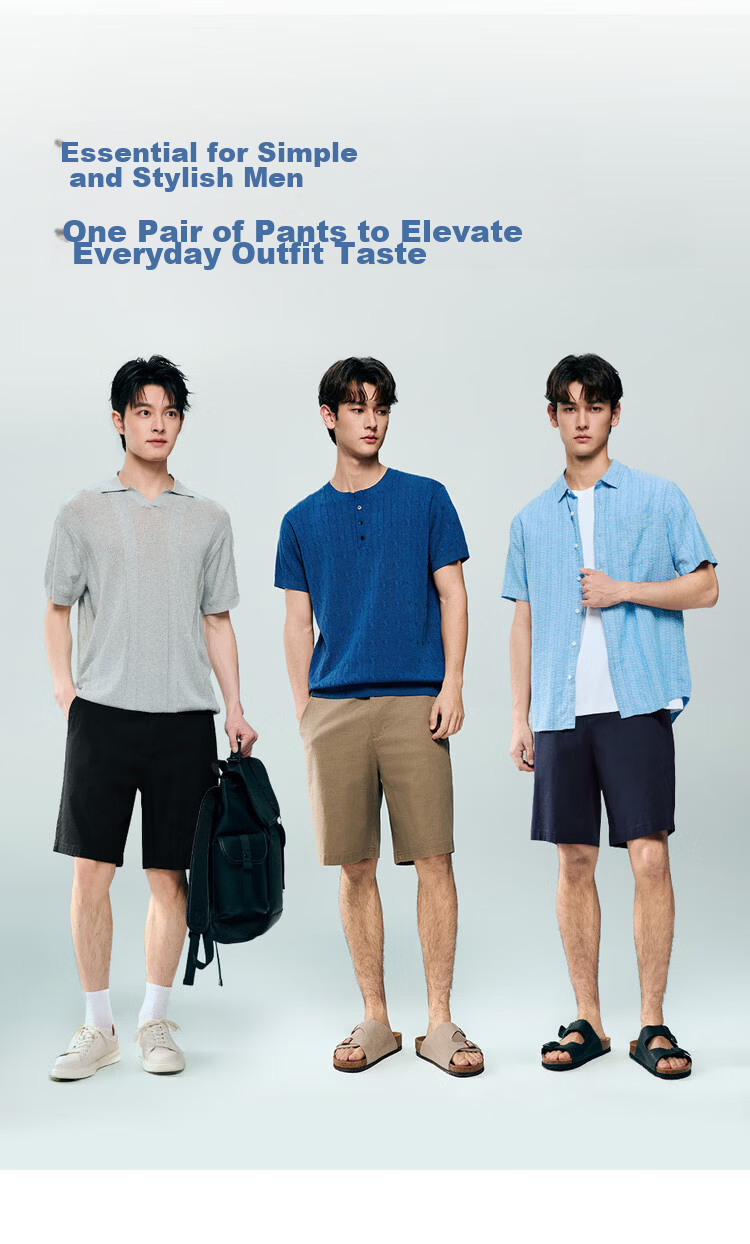 Giordano Men's Pants 2026 Summer New Lyocell Cotton Mid-Rise Straight Casual Shorts 13106309 9
