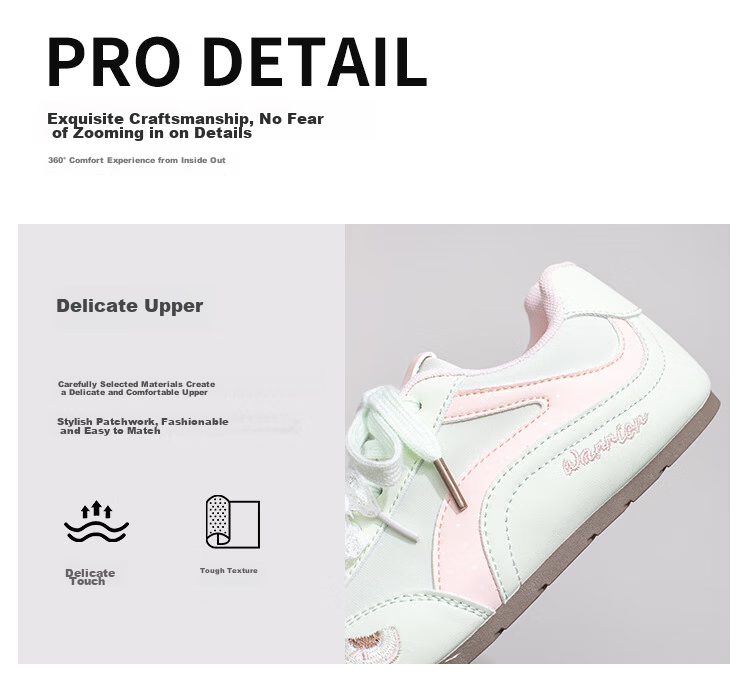 Warrior Women's Training Shoes New Season Sweet Ballet Style Casual Soft Sole Sneakers Light Green/Pink Mesh Model A Size 39 4