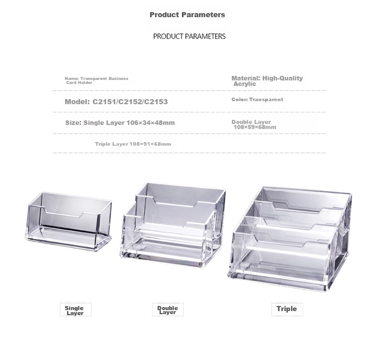 Jinlongxing Single Compartment Acrylic Transparent Business Card Holder Desk Office Display Box Vertical Business Card Organizer Model C2151 2