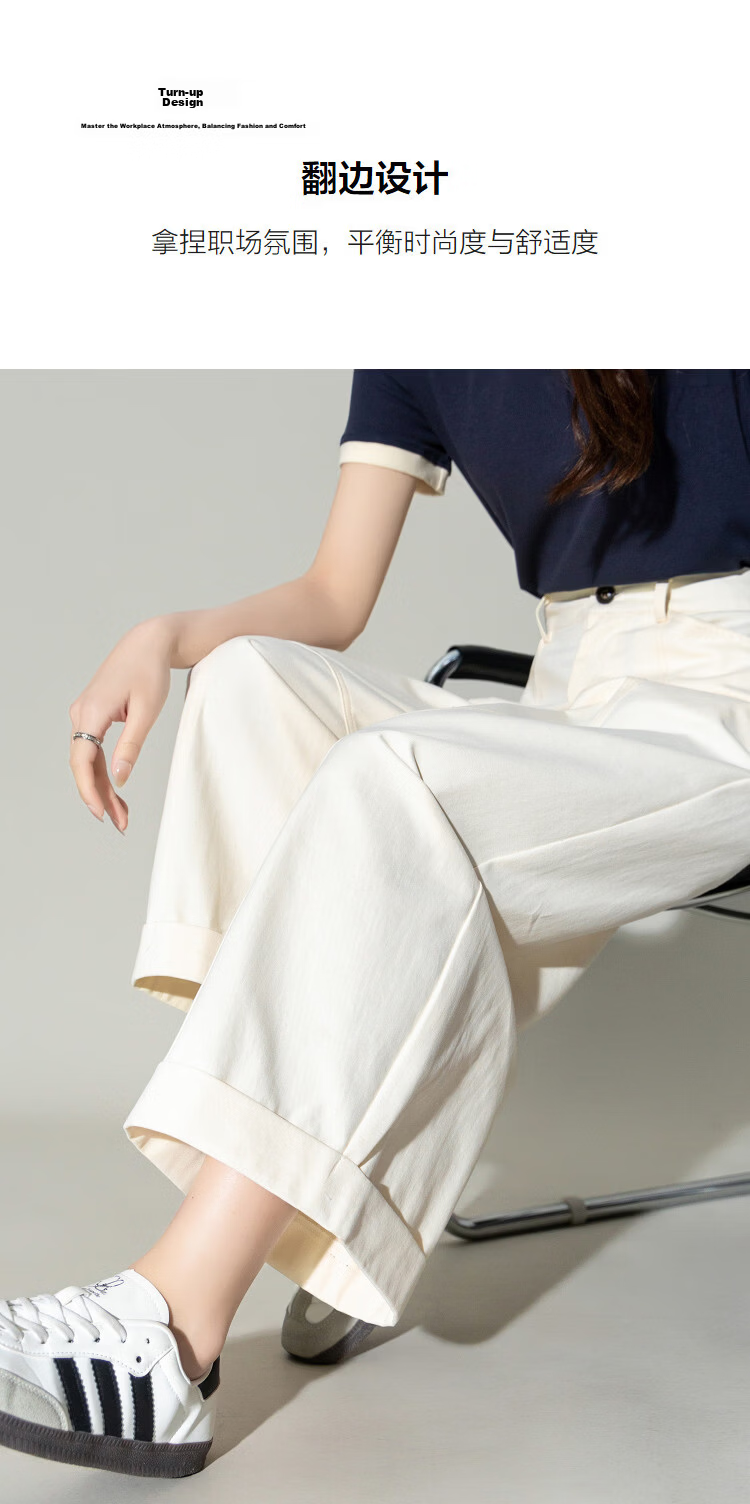 Demana [Cloud Soft Pure Cotton] Spring Curved Hem Cropped Pants Commuter Cuffed Loose Slim Petite Casual Pants for Women Premium 6