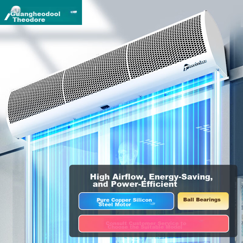 Theodore Commercial Hotel Air Curtain Insect-Proof Magnetic Linkage High Air Volume Wind Screen Door Curtain Machine