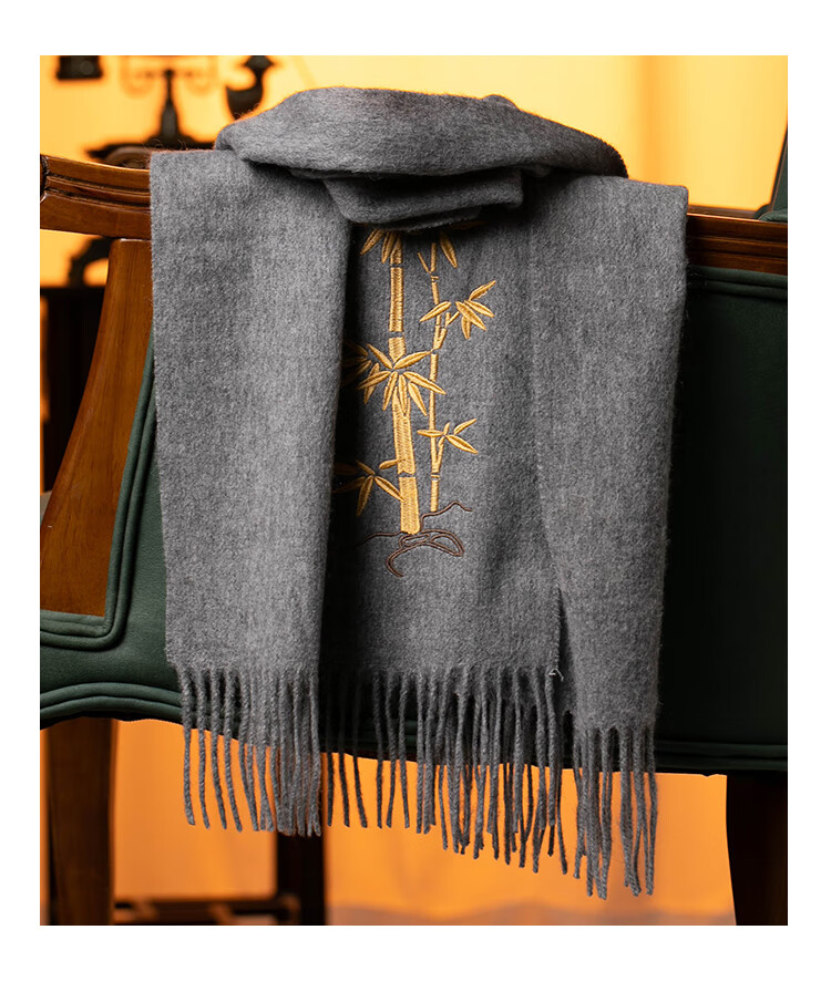 Shanghaigushi 100% Wool Scarf Gift Box, Winter Warmth, Embroidered Neckwear for Men And Women, Birthday Gift for Mom Or Teacher, National Day Present 43