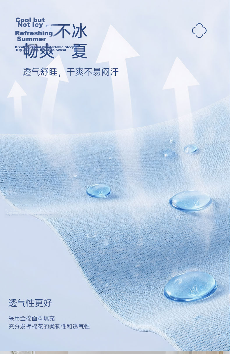 Grace 100% Cotton Summer Quilt 7A Antibacterial Air Conditioning Blanket 180x220cm Mint Blue 7