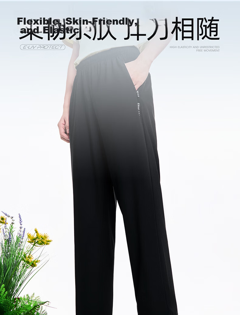 ERKE Knitted Capri Pants, Summer Ice-Cool Sun Protection Trousers, Straight-Leg Outdoor Casual Pants for Men, UPF50+ Versatile Sports Long Pants 10