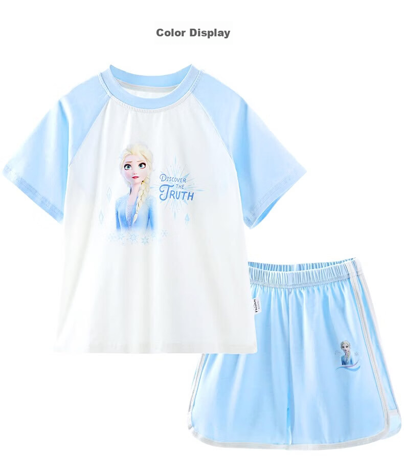 Disney Elsa Girls Summer Outfit 2026 New Children's Two-Piece Sportswear Set 4