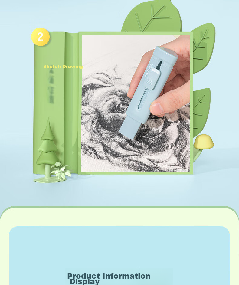 Deli (Deli) Promotes Erasers for Middle School Entrance Exams And College Entrance Exams, Blessing Gifts, Stationery, Push-Pull Design, Low Dust Pencils And Erasers, for Children, Primary School Students, Art Students, Single Piece, Gree 18