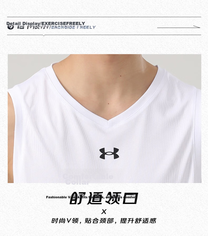 Under Armour Men's Short Sleeve Sports Tank Top Summer Quick-Dry Breathable Loose Fitness Running Training Basketball Shirt 15