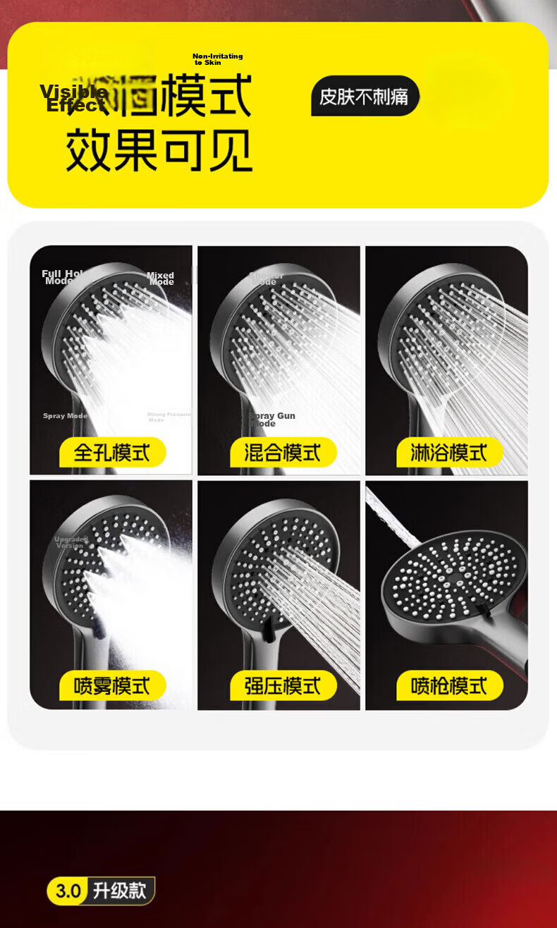 HOMK Seiko Shower Head Set with Hose, High-Pressure Bathroom Shower Sprayer 11