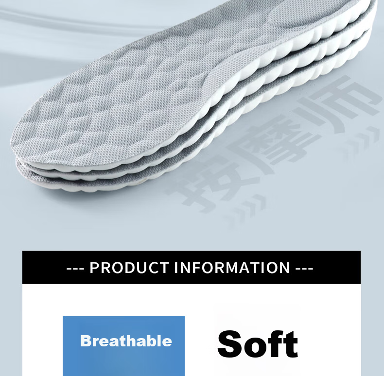Zusheng 2 Pairs Men's Sports Insoles Sweat-Absorbing Comfortable Shock-Absorbing Thickened Running Military Training High-Elastic Breathable Anti-Fatigue Insoles 7
