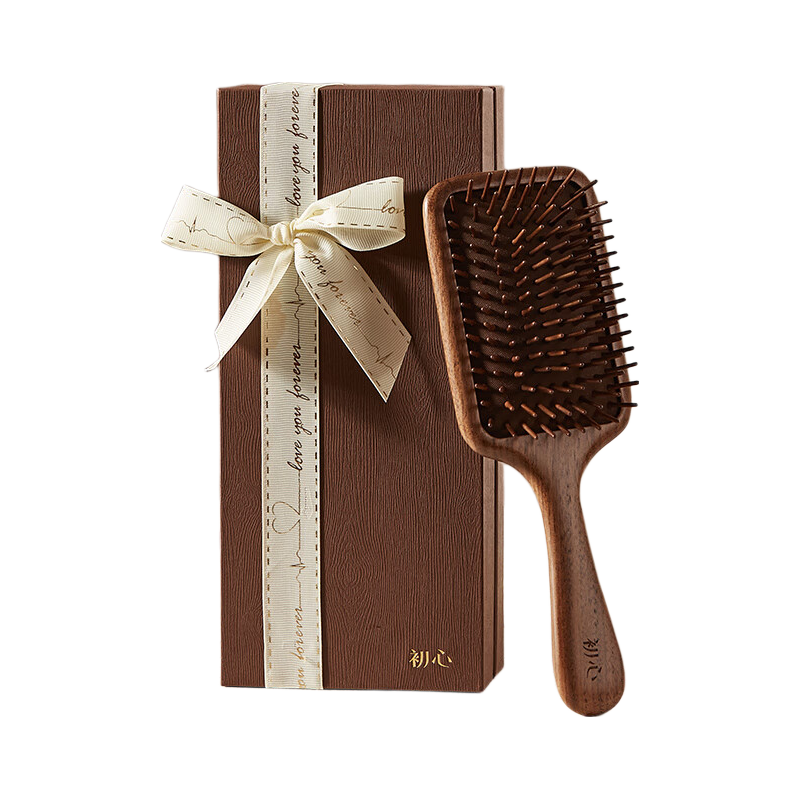 Chuxin Walnut Wood Air Cushion Comb, Large Wooden Comb for Scalp Massage, Volumizing Gift Box Comb, Wedding Present, Birthday Gift for Women, High-End Present