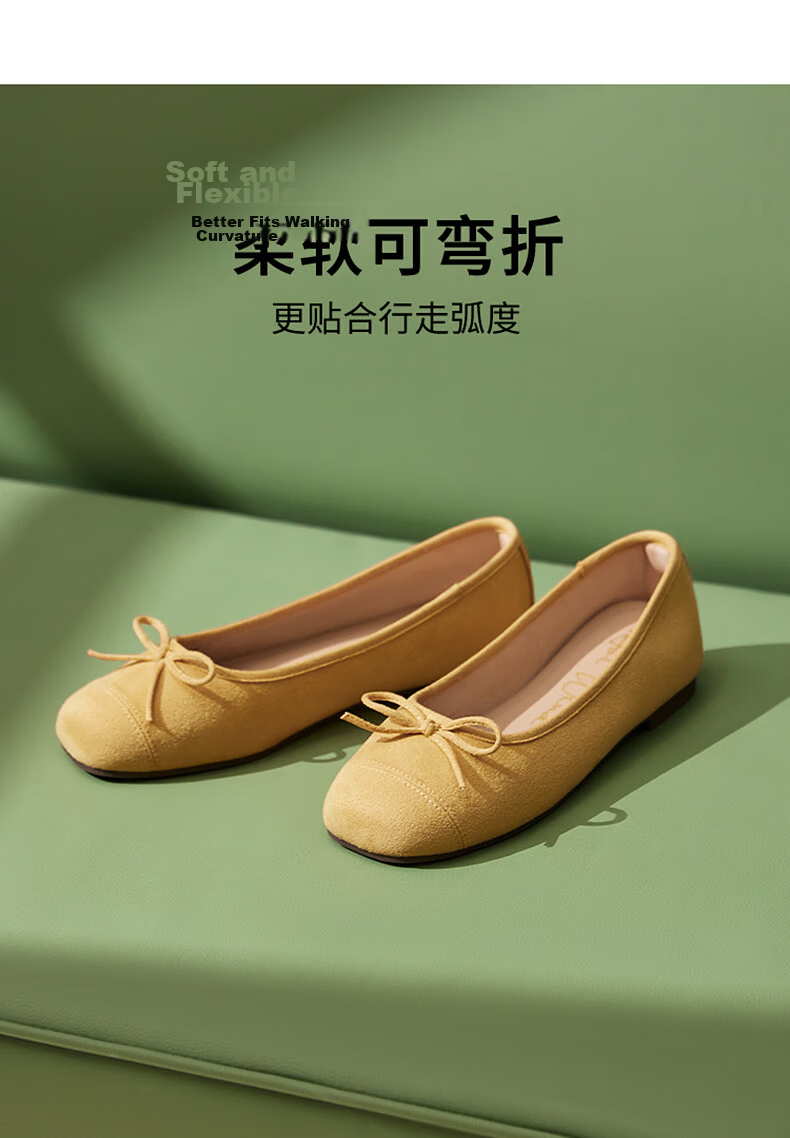 Hotwind Women's Flat Shallow Mouth Square Toe Bow Casual Solid Color Versatile Shoes Spring Autumn New Model 8