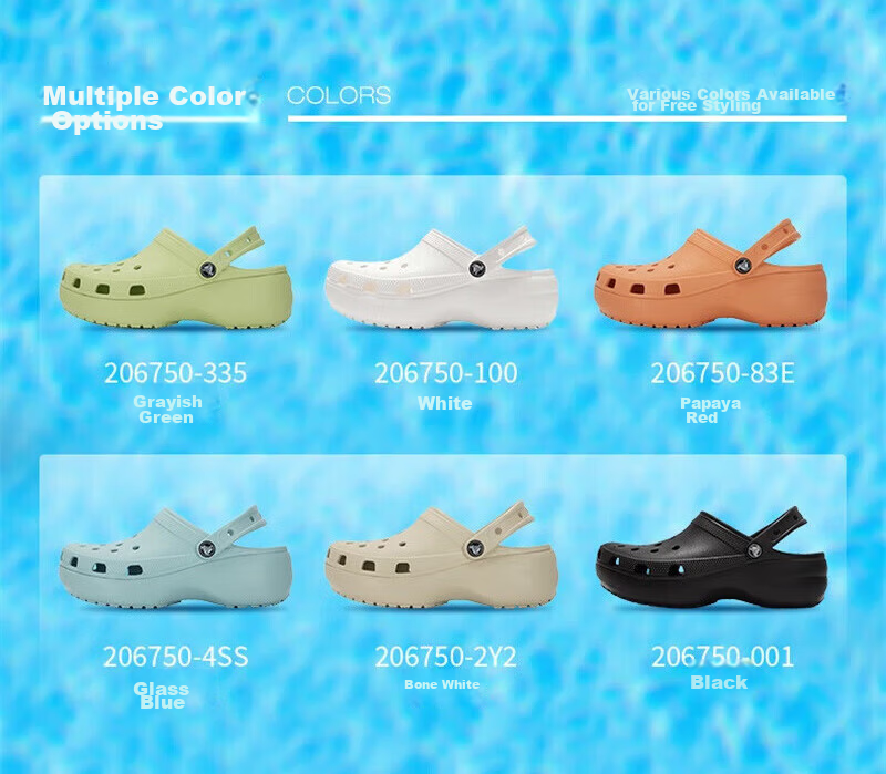 CROCS Women's Shoes, Thick-Soled Cloud Hole Shoes, Outdoor Casual Fashion Slip-On Beach Shoes, 206750-100, Size 37-38 12