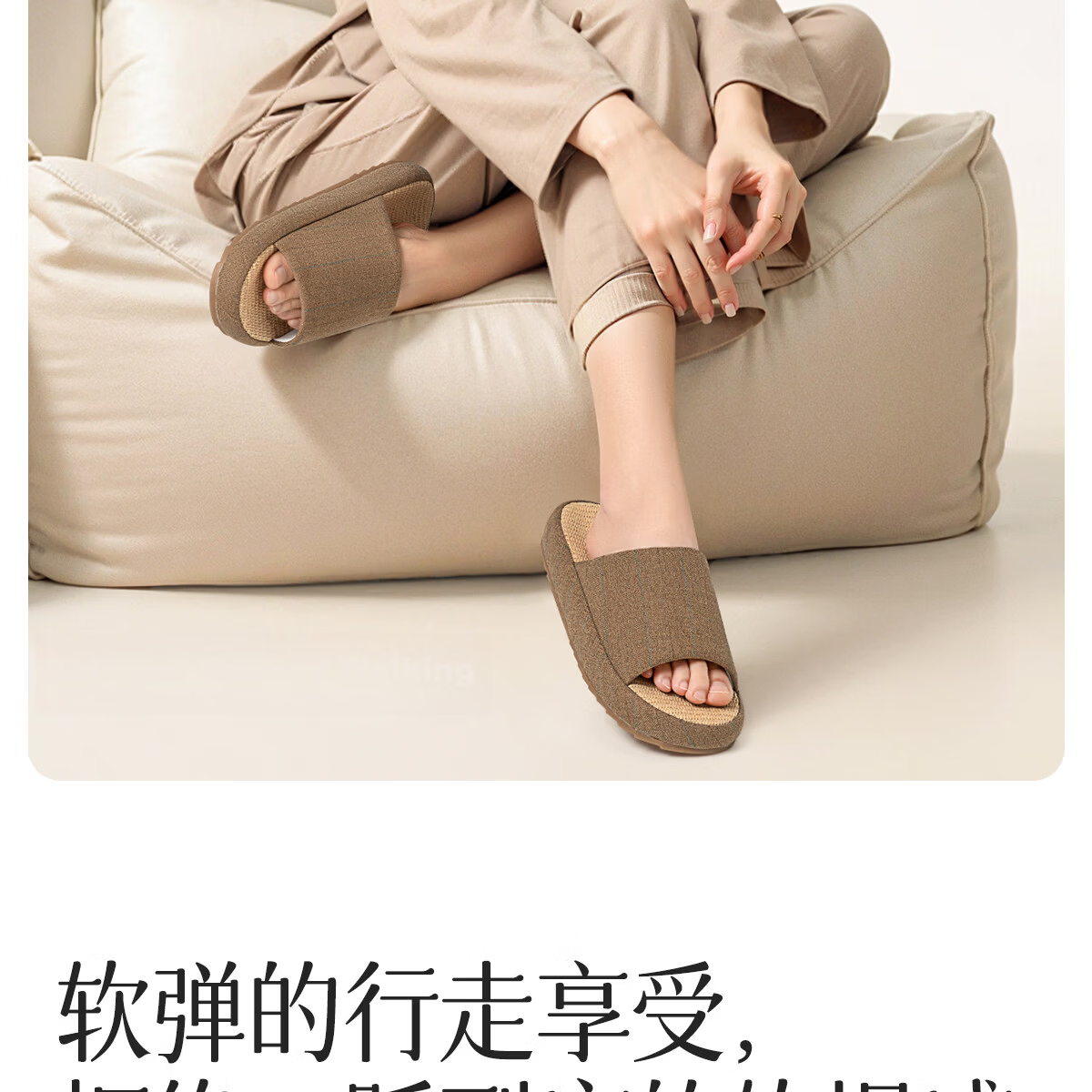 Lidani Thick Sole Linen Slippers with Beef Tendon Sole Indoor Home Wool Slippers 2026 New Rock Gray 42-43 14