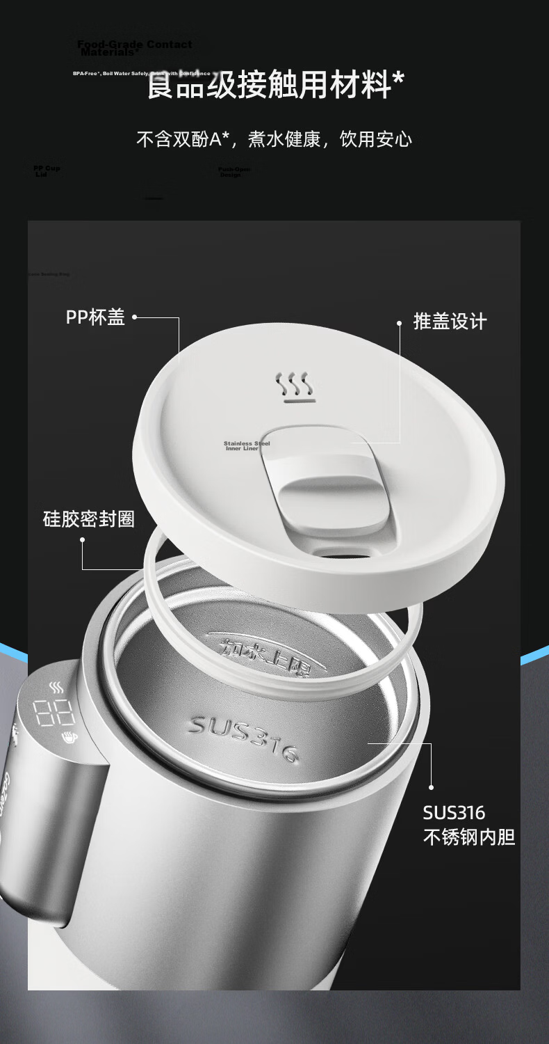 PHILIPS Car Kettle Portable Electric Water Boiler 12V 24V 220V Universal Car Travel Water Heater 13