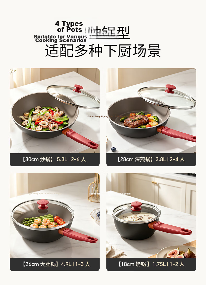 ZWILLING Now Plus II Ceramic Non-Stick Titanium Saucepan 18cm Red Clay Soup Pot Baby Food Cooking Pot 14