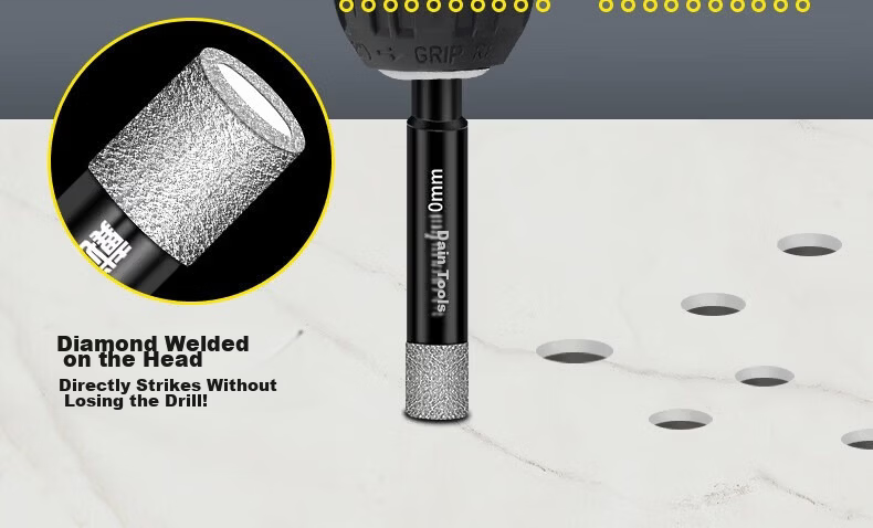 DAIEN Tile Drill Bit Dry Hammer Drill Marble Tile Glass Hole Saw Thickened Diamond Grit 12mm 10