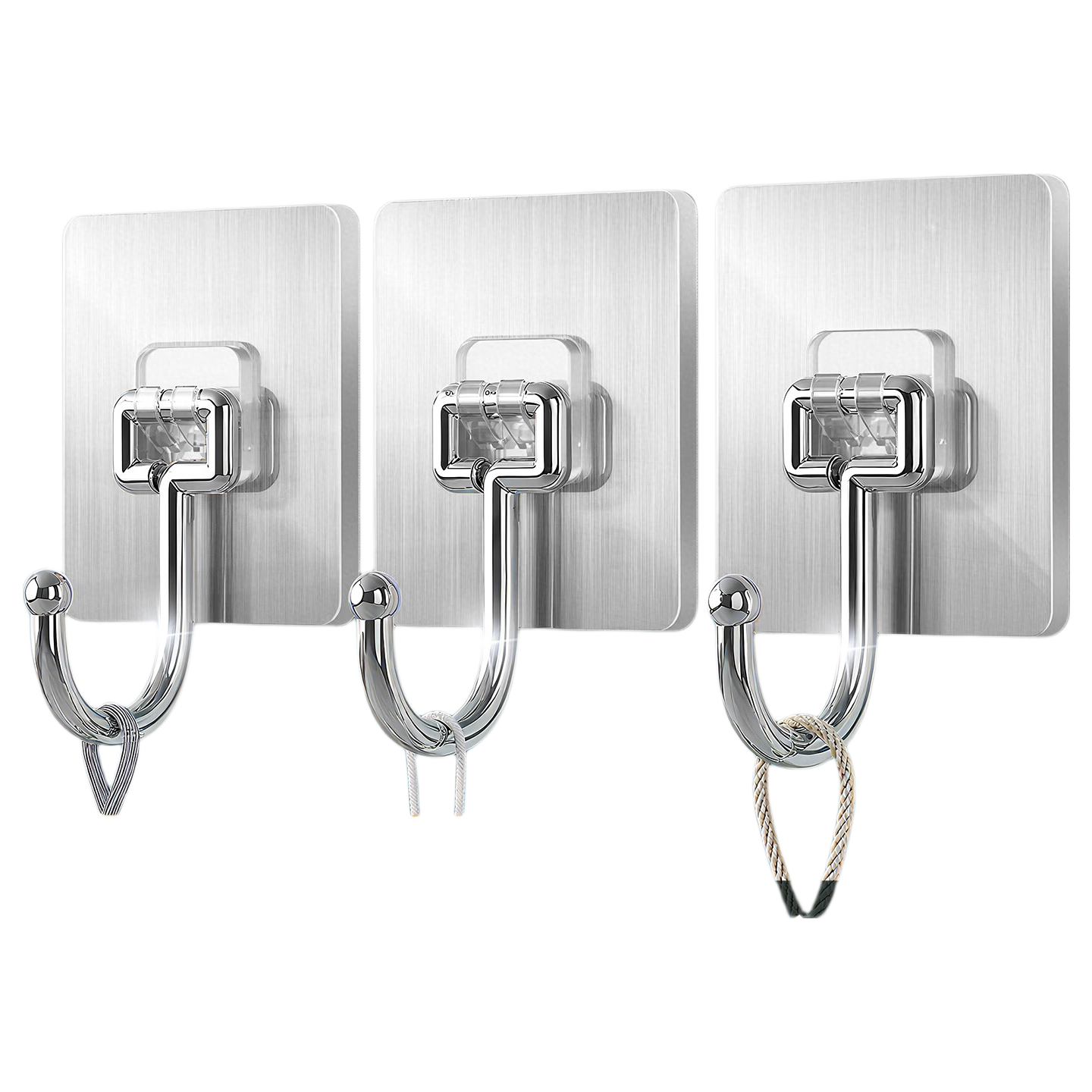 Baicaoyuan Strong Adhesive Hook Heavy Duty No Drilling Large Thickened Curved Hook Wall Mount Silver