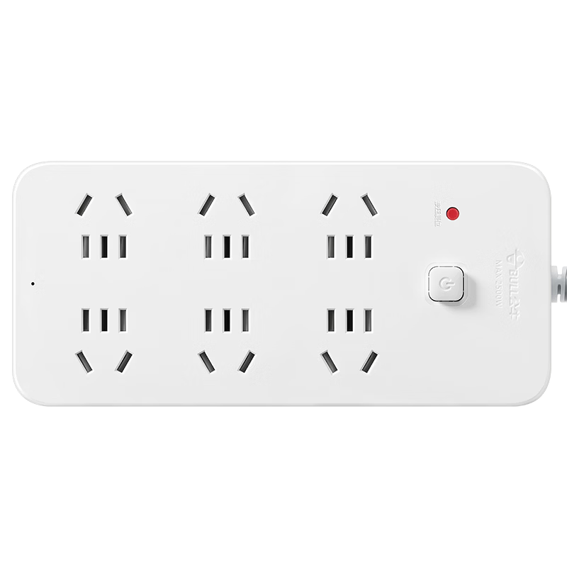 BULL Power Strip / Extension Cord / Surge Protector / Multi-Outlet Strip / Power Board / Cable Reel, 3C Certified, 6 Outlets with Master Switch, 5 Meters Long GN-B2060