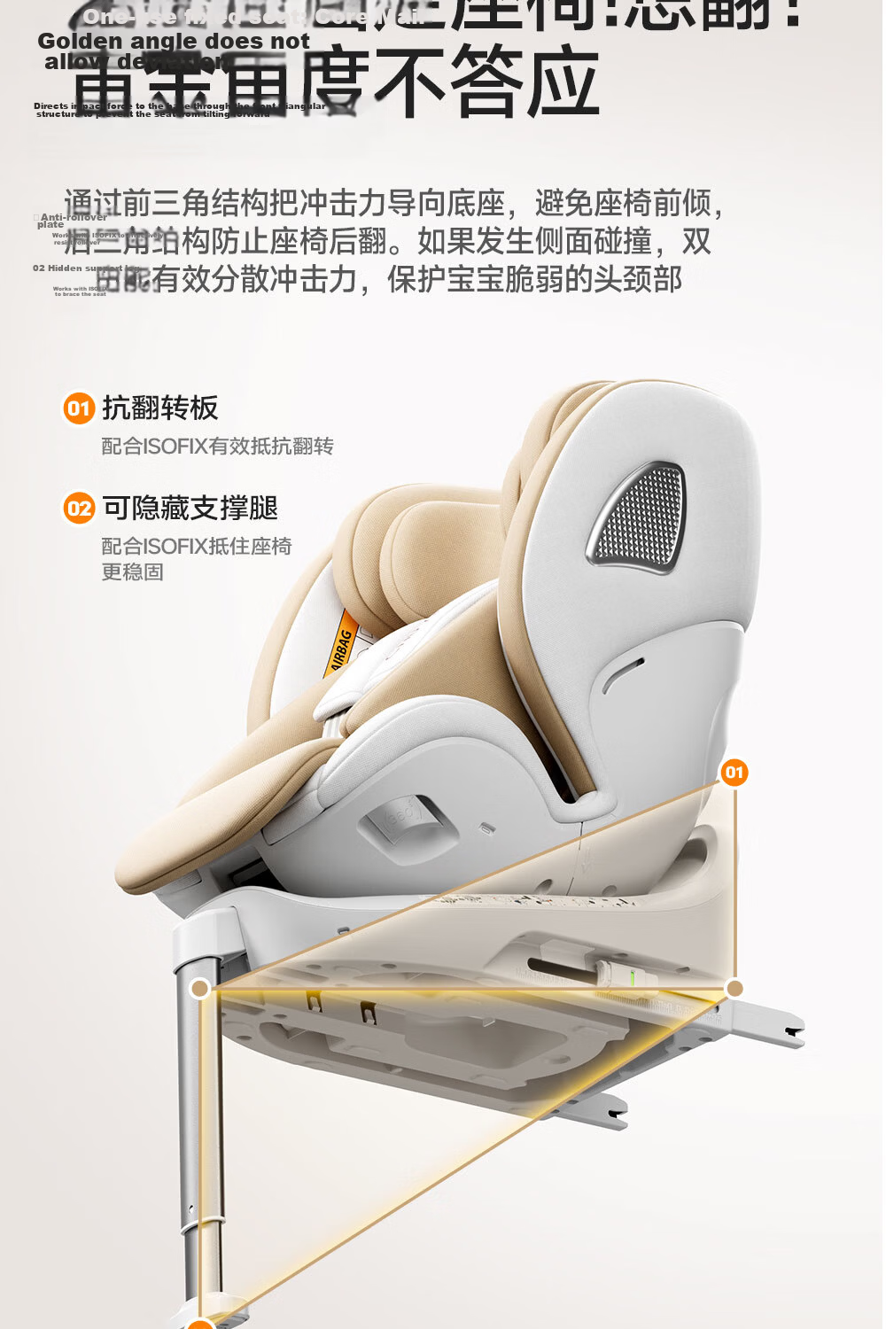 Chuyingbei Children's Car Safety Seat 0-7-12 Years Baby Infant Vehicle Seat Reclining Smart Ventilation Heating 8