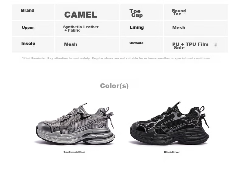 CAMEL Silver Moon 3rd Generation Dad Shoes Outdoor Height Increasing Casual Shoes L26S283125W Pearl White (Breathable Mesh) Size 38 37