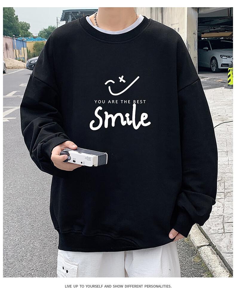 Foss Phil American Vintage Floral Embroidered Crewneck Sweatshirt Men Spring Autumn Loose Casual Top WY013 Obsidian Black 3XL 15