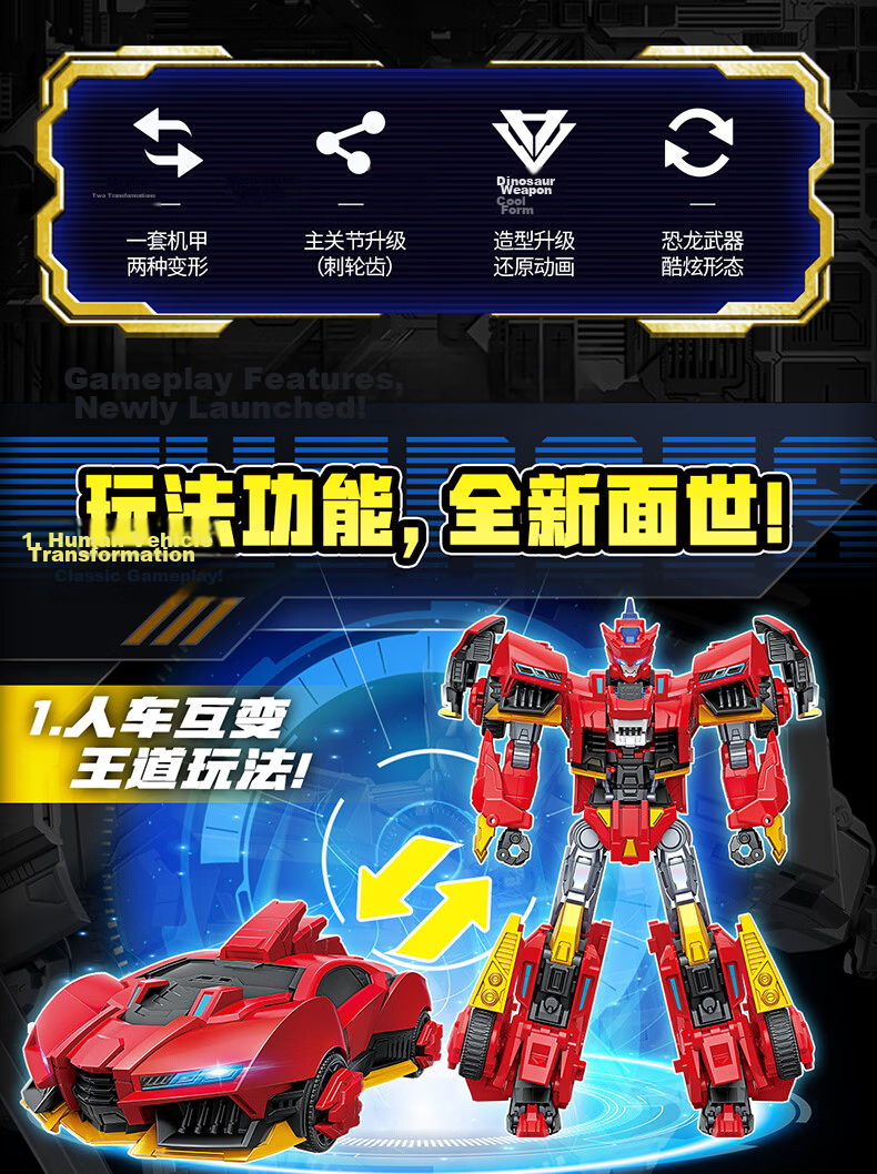 AULDEY Quantum Squad Cool Dual Armor Transforming Robot Action Mecha Toy - Thunder Phoenix Boys' Toy Gift 2