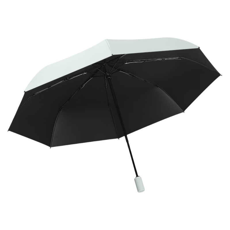MAYDU Fully Automatic Umbrella, Three-Fold Sun Umbrella for Women, Black Gel Coating, UV Protection, Sunshade, M3035 Quiet Blue