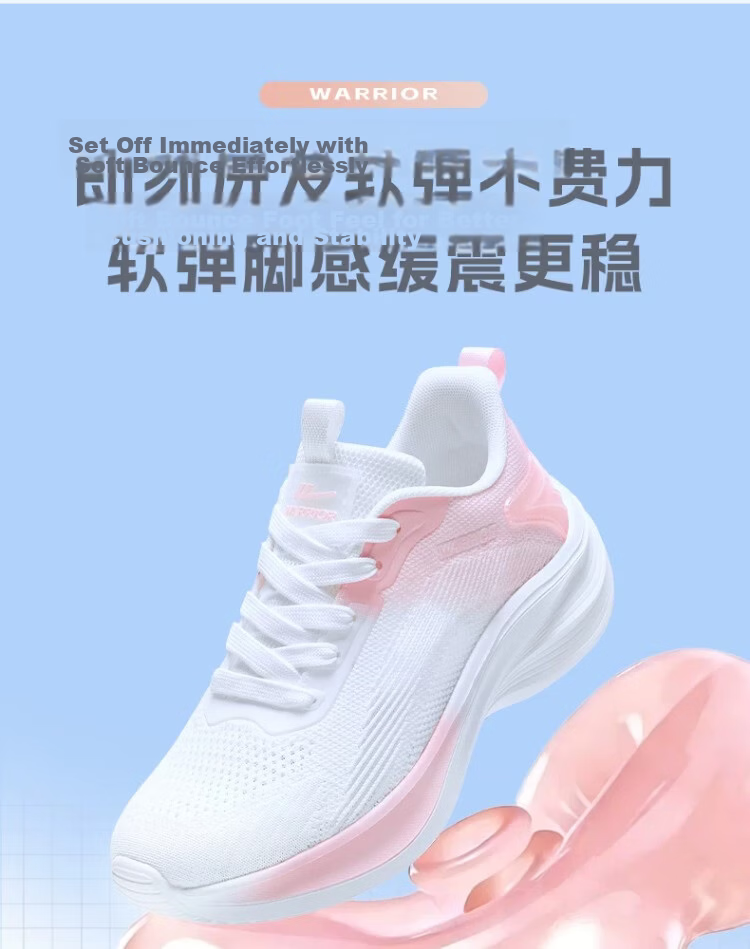 Warrior Women's Sports Shoes 2026 Summer New Soft Sole Breathable Mesh Lightweight Running Shoes 5401 White Size 38 5