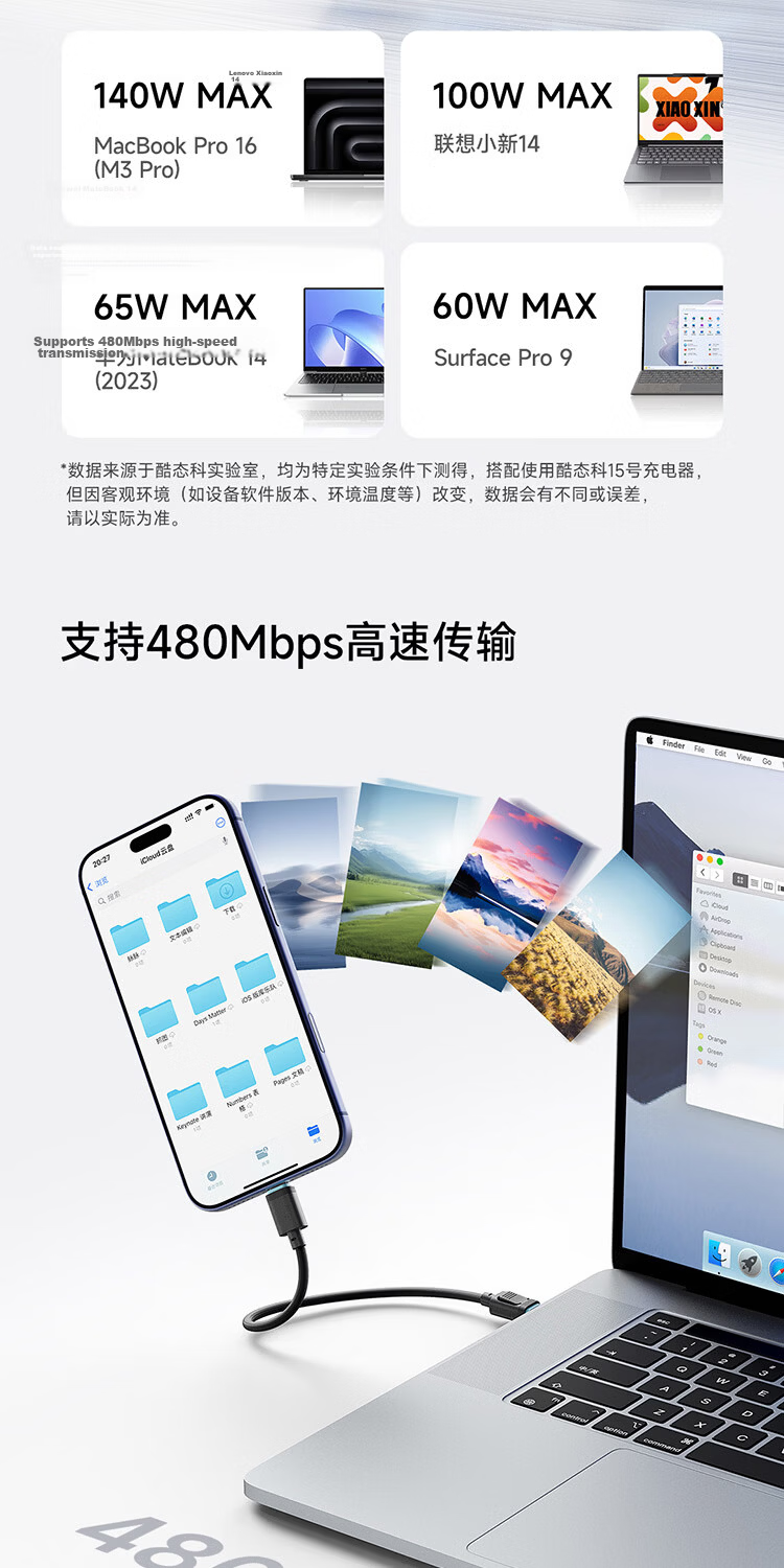 CUKTECH Portable CP Lanyard Braided 6A Type-C Charging Cable 240W Fast Charge Compatible with Power Bank Short Cable for Apple Huawei Honor Xiaomi Phones Tablets Laptops 12