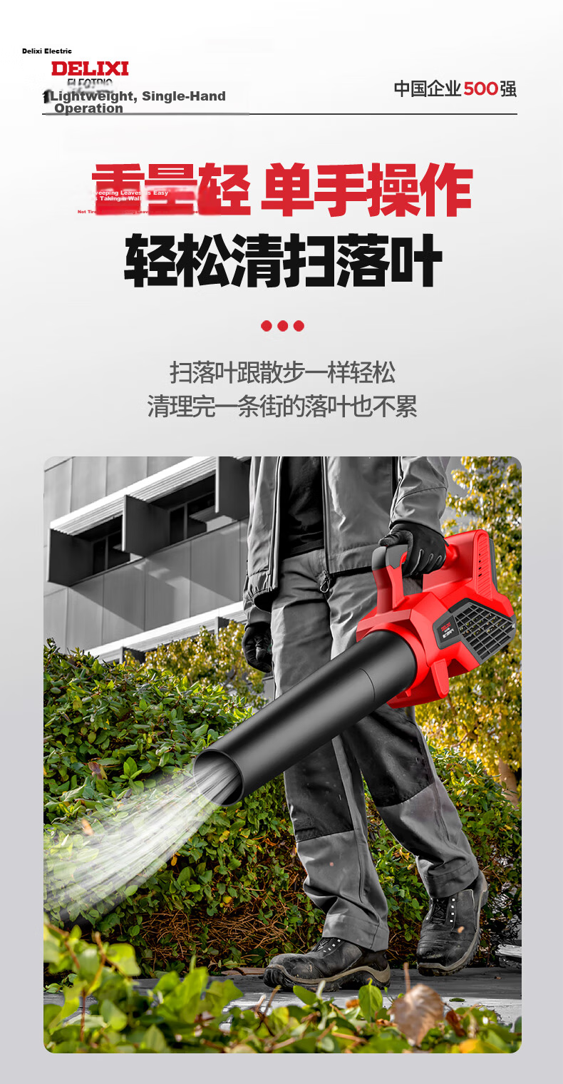 DELIXI ELECTRIC Cordless Blower High-Power Industrial Wireless Dust Blower Lithium Battery Storm Gun 6.0Ah 20