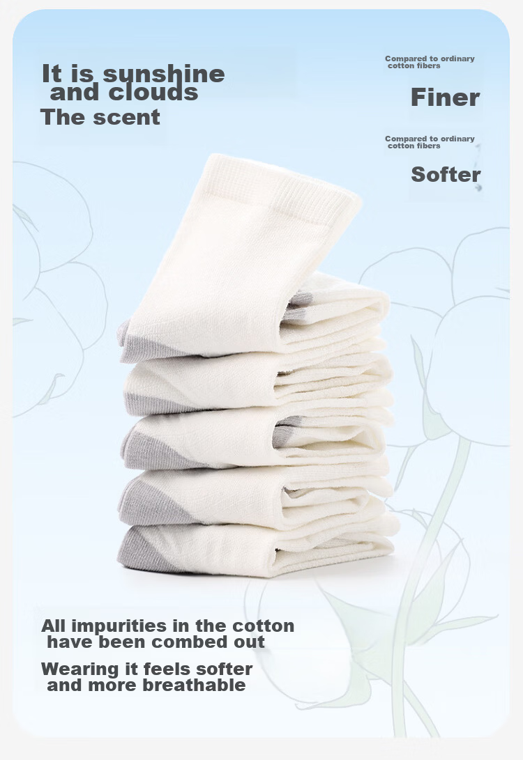 Jiusuiban 7A Antibacterial Children's Socks Unisex Spring Summer Breathable Mesh Short Cotton Socks White Sports Mid-Calf School Socks 6
