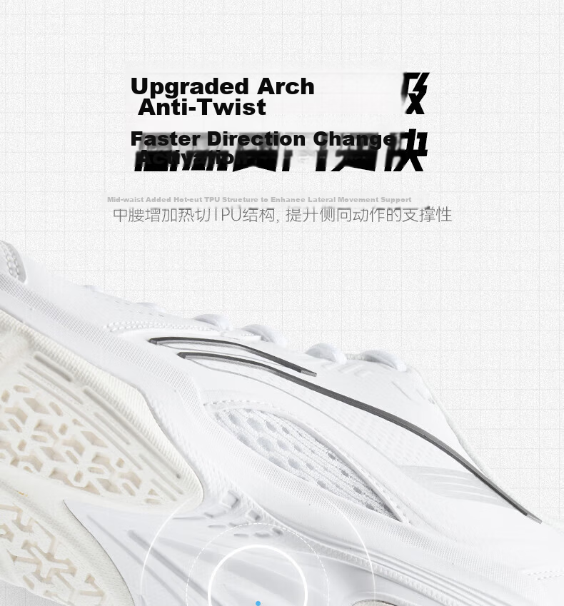 LI-NING All-Rounder King V2.0 Flying Eagle Series Unisex Durable Shock-Absorbing Rebound Badminton Training Shoes 5