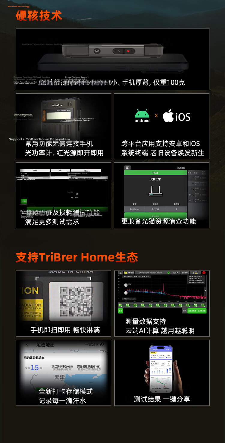 TriBrer OTDR Cloud Box Remote Control Fiber Breakpoint Tester Optical Power Meter Red Light Integrated Machine 2