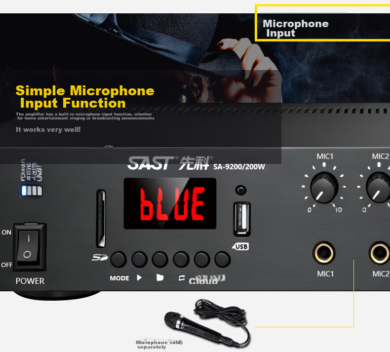SAST 200W High Power Bluetooth Constant Voltage Amplifier Public Broadcasting Amplifier Ceiling Speaker Wall-mounted Speaker Home Theater System Four-Zone Audio Control 6