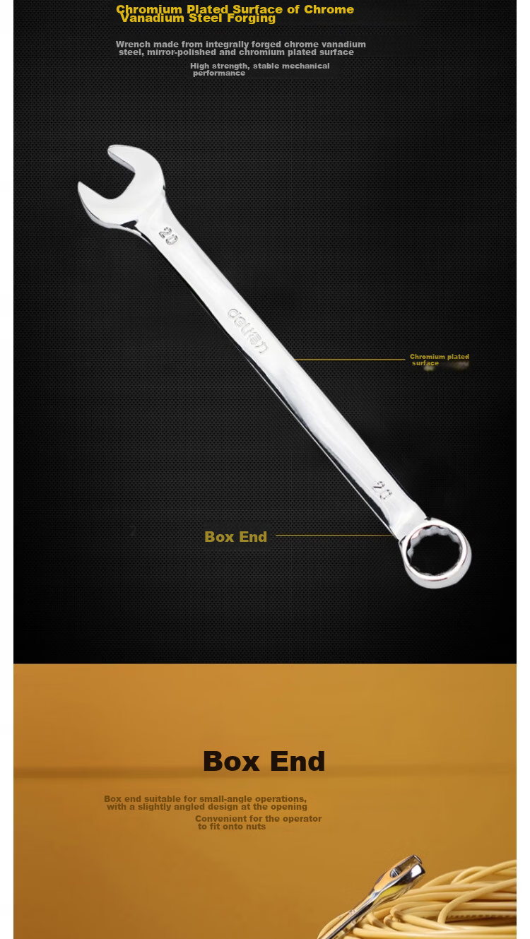 Deli Tool Mirror Dual-Use Wrench 24mm DL130024 3