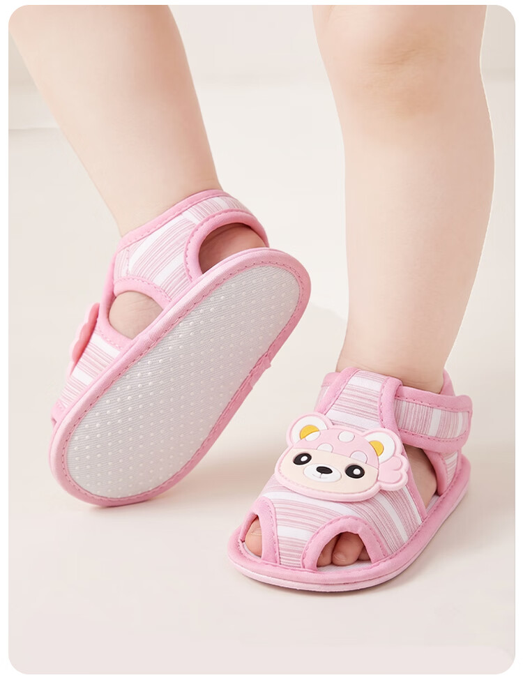 9i9 Baby Toddler Walking Shoes Summer Soft Sole Non-Slip Closed-Toe Sandals 0-1 Year Old Infant Pre-Walking Shoes Indoor Cartoon Bear Blue Size 12 13
