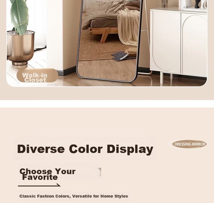 Anerya Full-Length Floor Mirror Aluminum Alloy Dressing Mirror 40x150cm for Home Bedroom Dorm Wall-Mounted 22