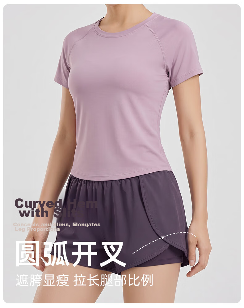 MULINSEN Women's Running Sports Set Yoga Wear Spring Summer Casual Fitness Pilates Short Sleeve Two-Piece Shorts Slim Fit 7