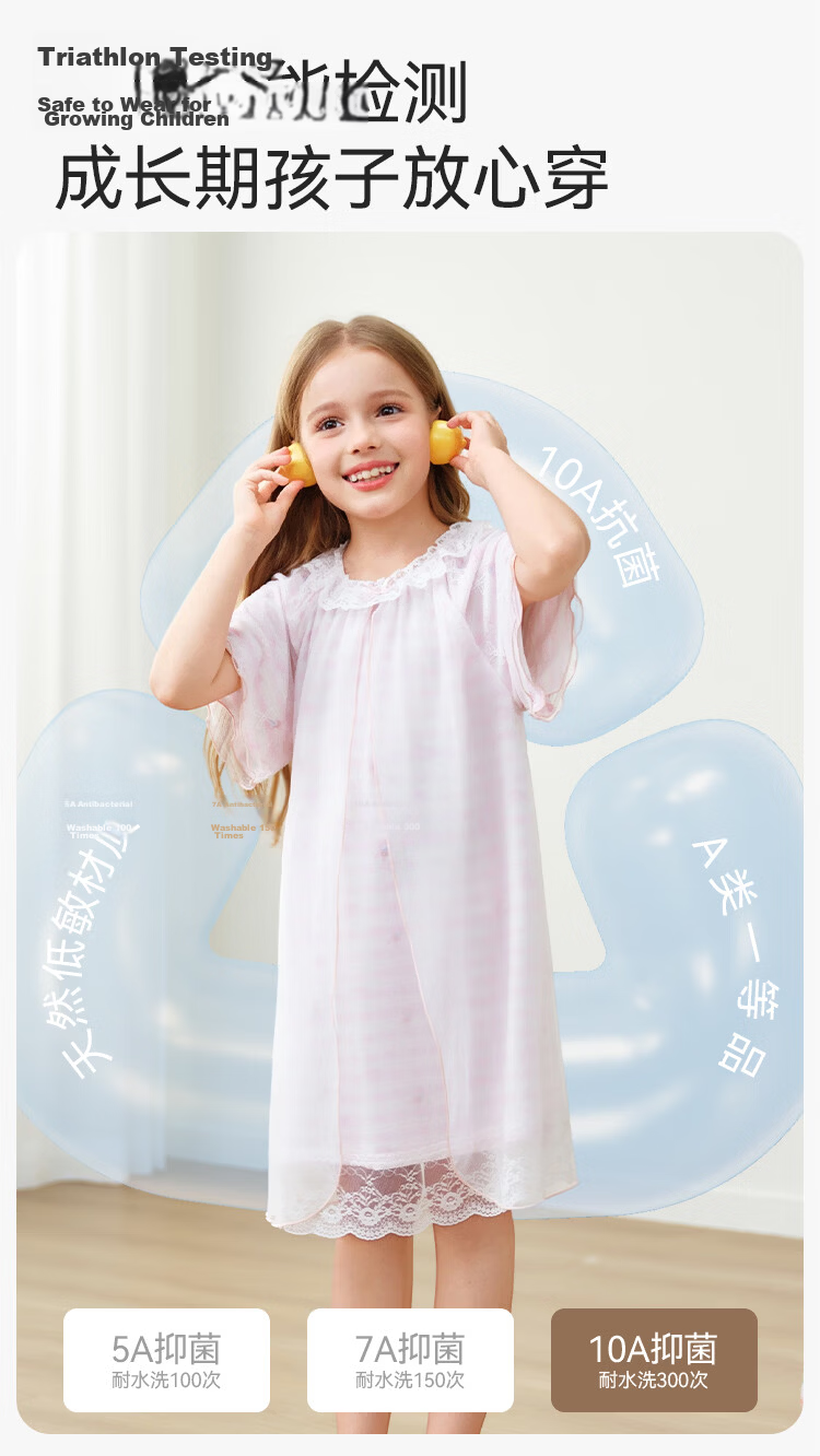YEEHOO [Pure Cotton] Girls' Fairy Tale Style Nightgown, Home Wear, Children's Sleepwear 10