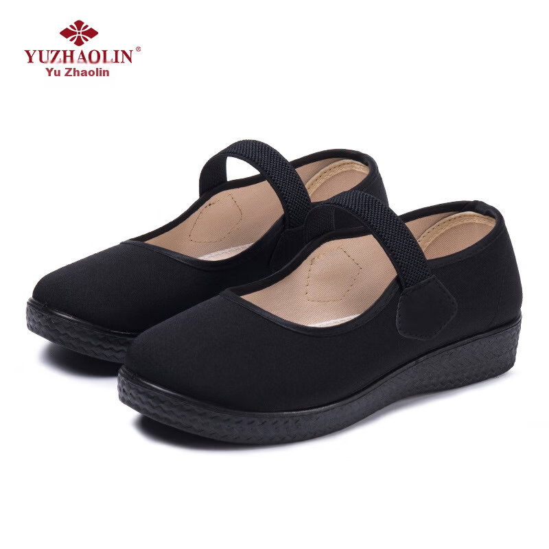 Yuzhaolin Women's Flat Hotel Black Work Service Waiter Restaurant Hotel Etiquette Dance Old Beijing Cloth Shoes Y2S-1010 Size 36