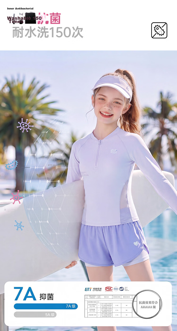 Disney Women's Two-Piece Long Sleeve Sun Protection Swimsuit Youth Adult Surfing Swimwear D16053S2E Green M 5