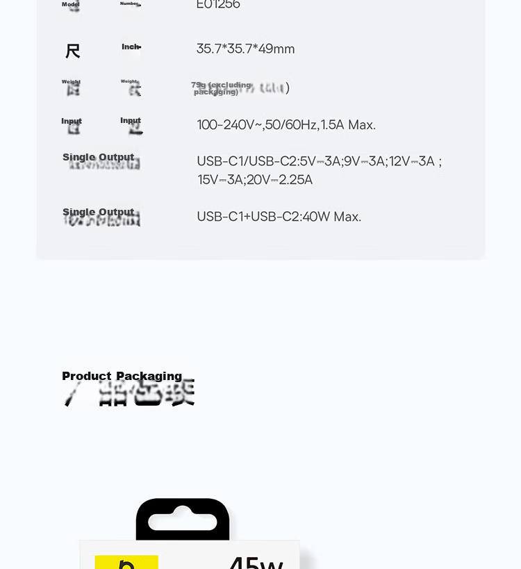 Baseus Mini Ice Charger [Dual C Ports] Apple 17 Charging Head 45W GaN Charger AVS Protocol Dual-Port Fast Charger Compatible with iPhone 17 Pro/16 Huawei Black Plug 26