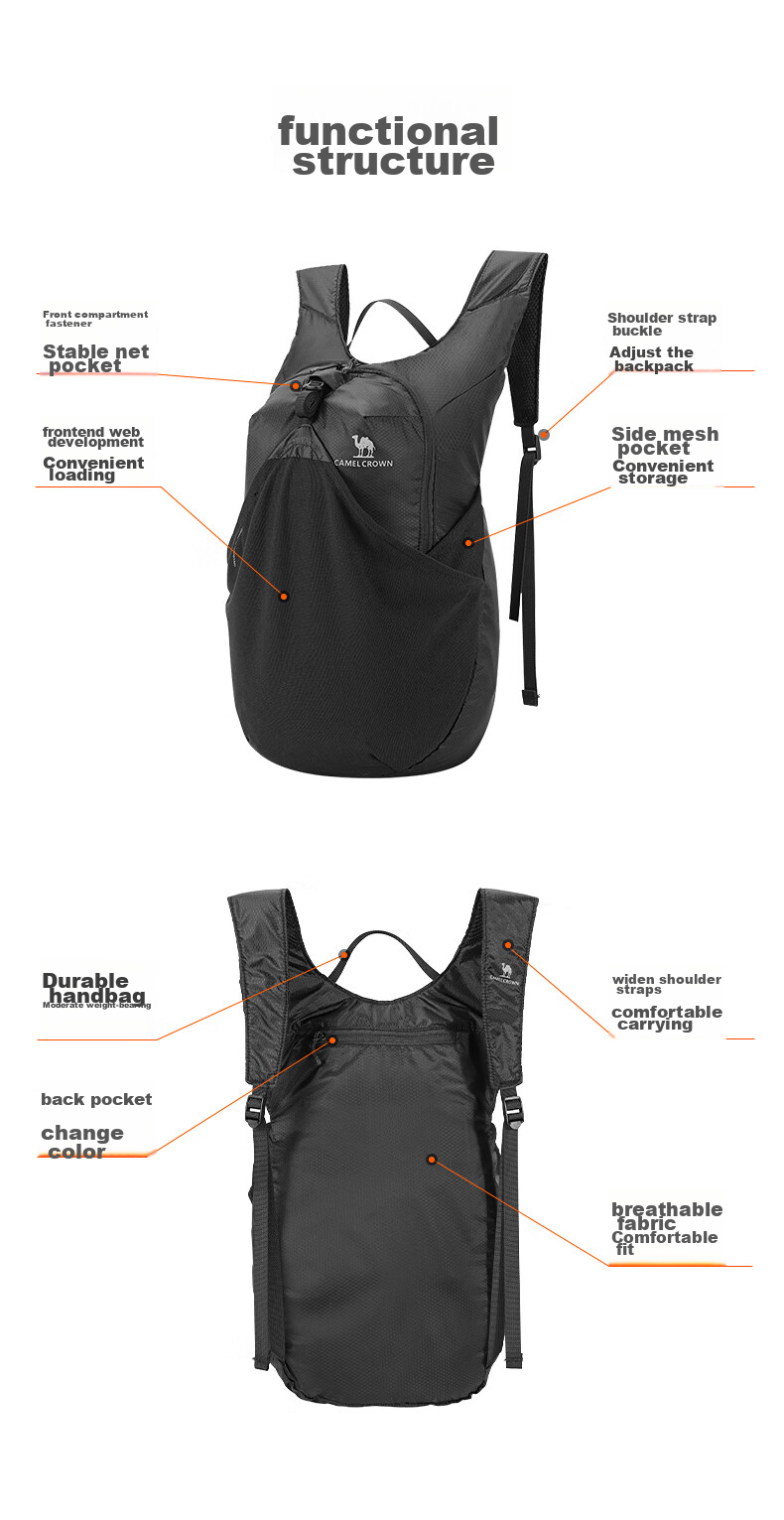 CAMEL Foldable Hiking Skin Bag, Travel Cycling Backpack, W9B31L8013B, Snow Purple 4