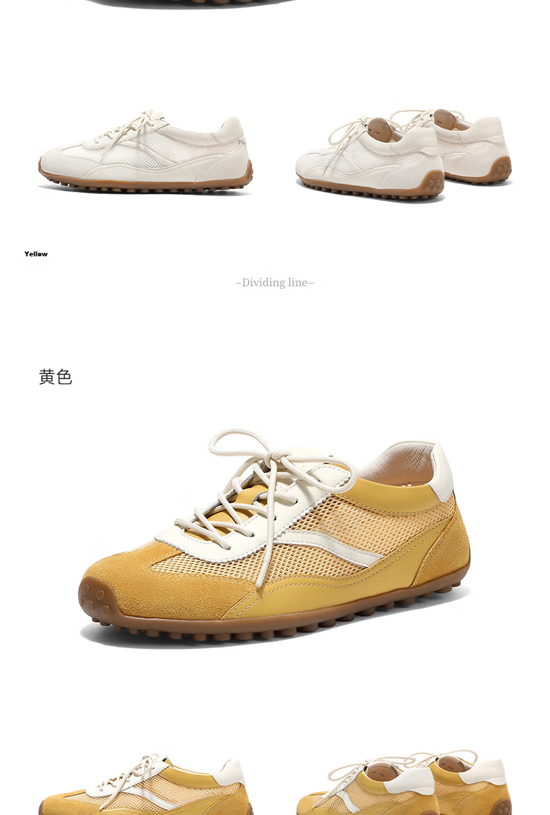 Senda Nai Pi De Women's Training Shoes 2026 Spring New Lambskin Mesh Breathable Flat Casual Shoes 4XV26BM6 Yellow Size 35 14