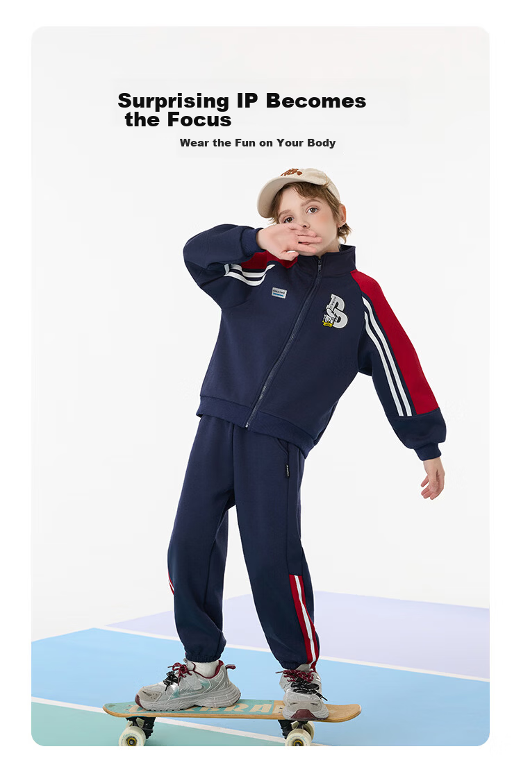 Disney Boys' Sportswear Set Children's Zip Jacket and Pants 2026 Spring New Trendy Two-Piece for Older Kids 4