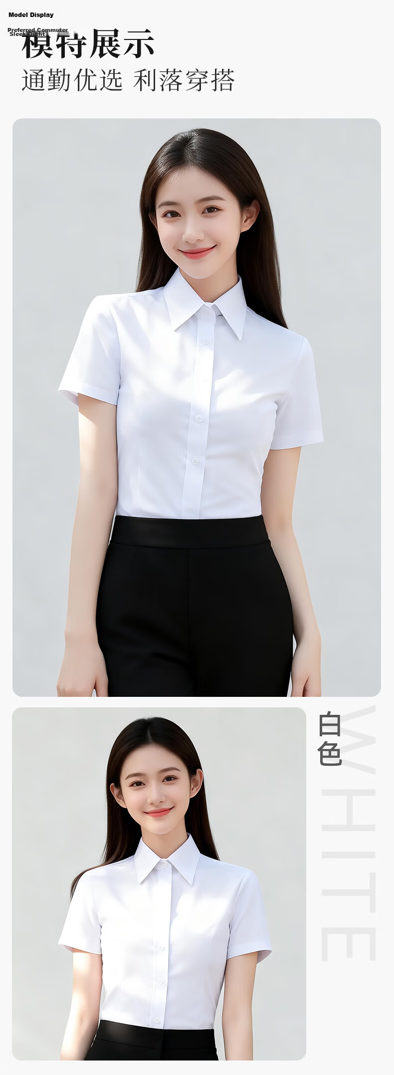 Yulixi Women's Short Sleeve White Shirt Summer Casual Versatile Base Shirt Commuting Interview Wrinkle-Resistant Professional Formal Shirt 12