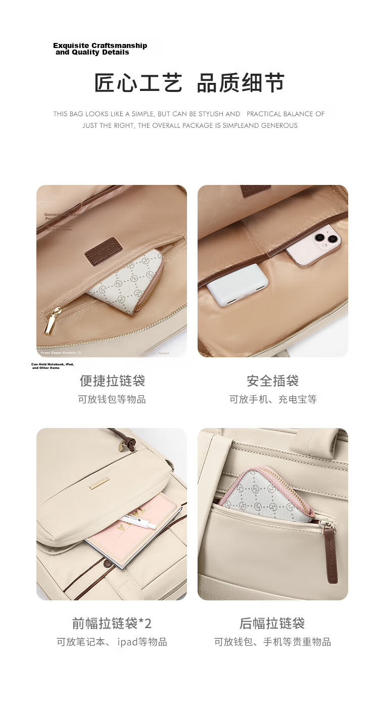 GOLF Women's Backpack 15-inch Laptop Bag Apple Huawei Business Travel College School Bag 14