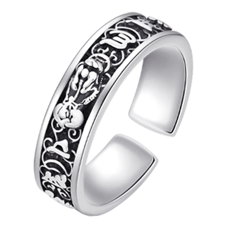 GLTEN Wealth Pixiu 999 Pure Silver Adjustable Ring Men's Single Ring Qixi Valentine's Day Gift for Boyfriend Husband