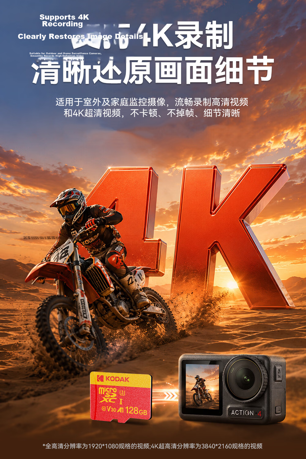 KODAK 1282GB TF (MicroSD) Memory Card A1 U3 V10 4K High Durability Dash Cam & Surveillance Camera Memory Card 100MB/s Read Speed 4